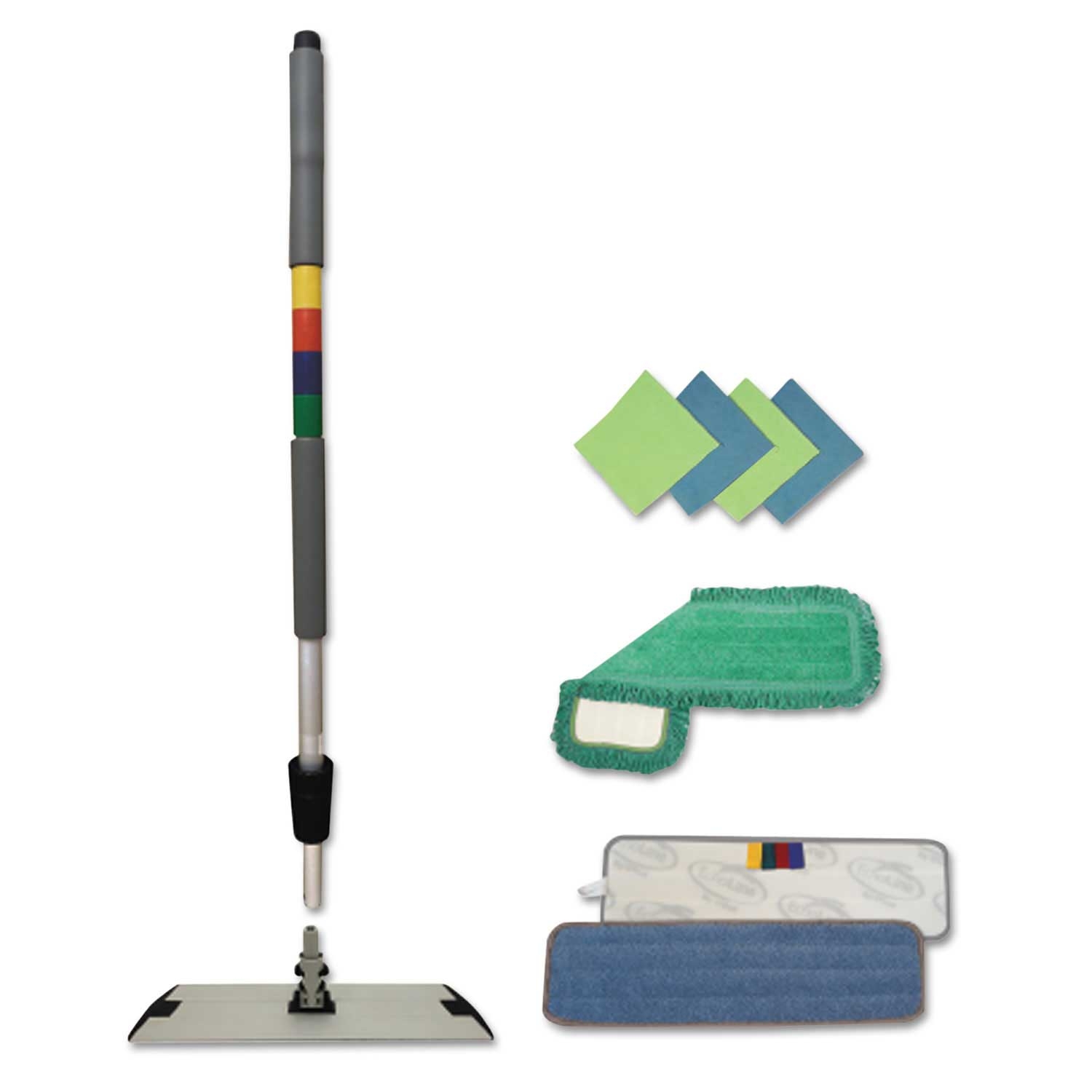 Boardwalk Blue Green Gray Microfiber Mopping Kit, 18 inch Mop Head -- 1 kit