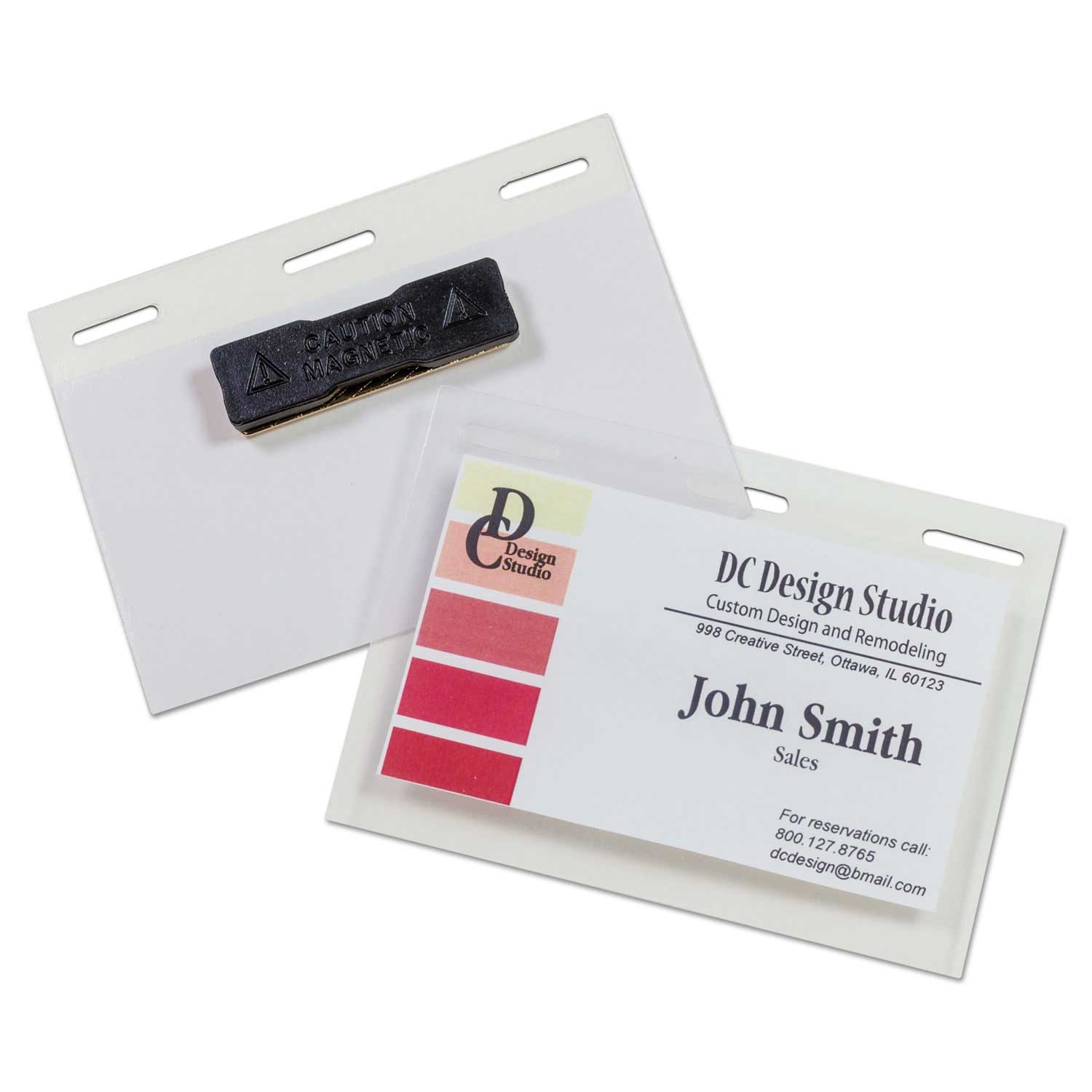 C Line Clear Self Laminating Magnetic Style Name Badge Holder Kit, 2 x 3 inch - 20 per box -- 1 box per case