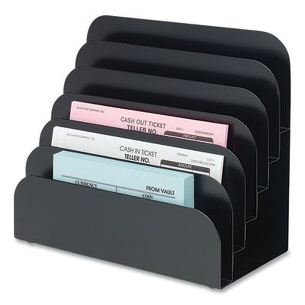 ControlTek Black Heavy Gauge Steel 6 Compartments Tray, 8.25 x 7.25 x 4 inch