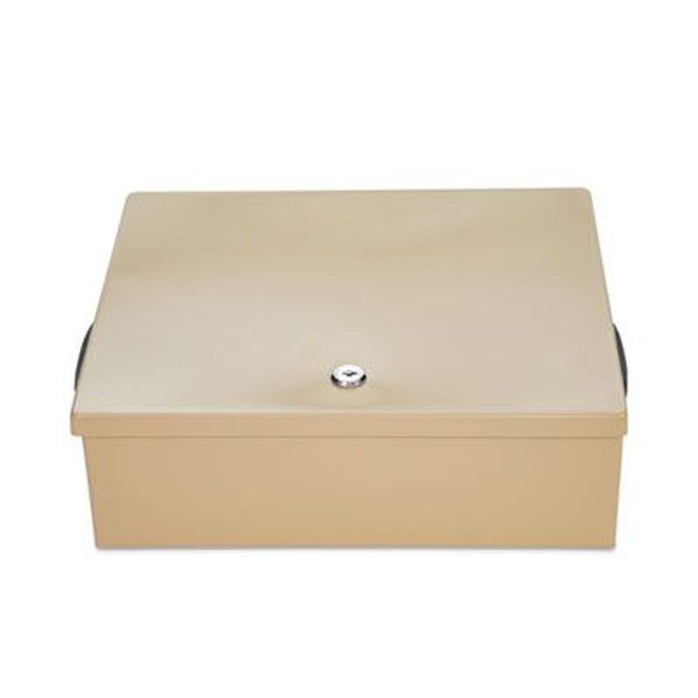 ControlTek Sand 1 Compartment Jumbo Locking Cash Box, 14.38 x 11 x 4.13 inch