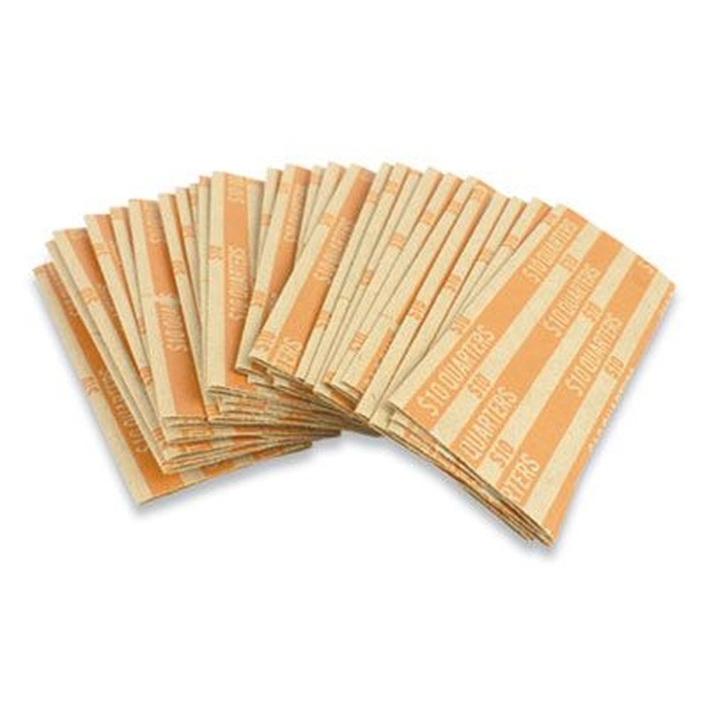 ControlTek Orange $10.00 Quarters Flat Tubular Coin Wrap -- 1000 per box