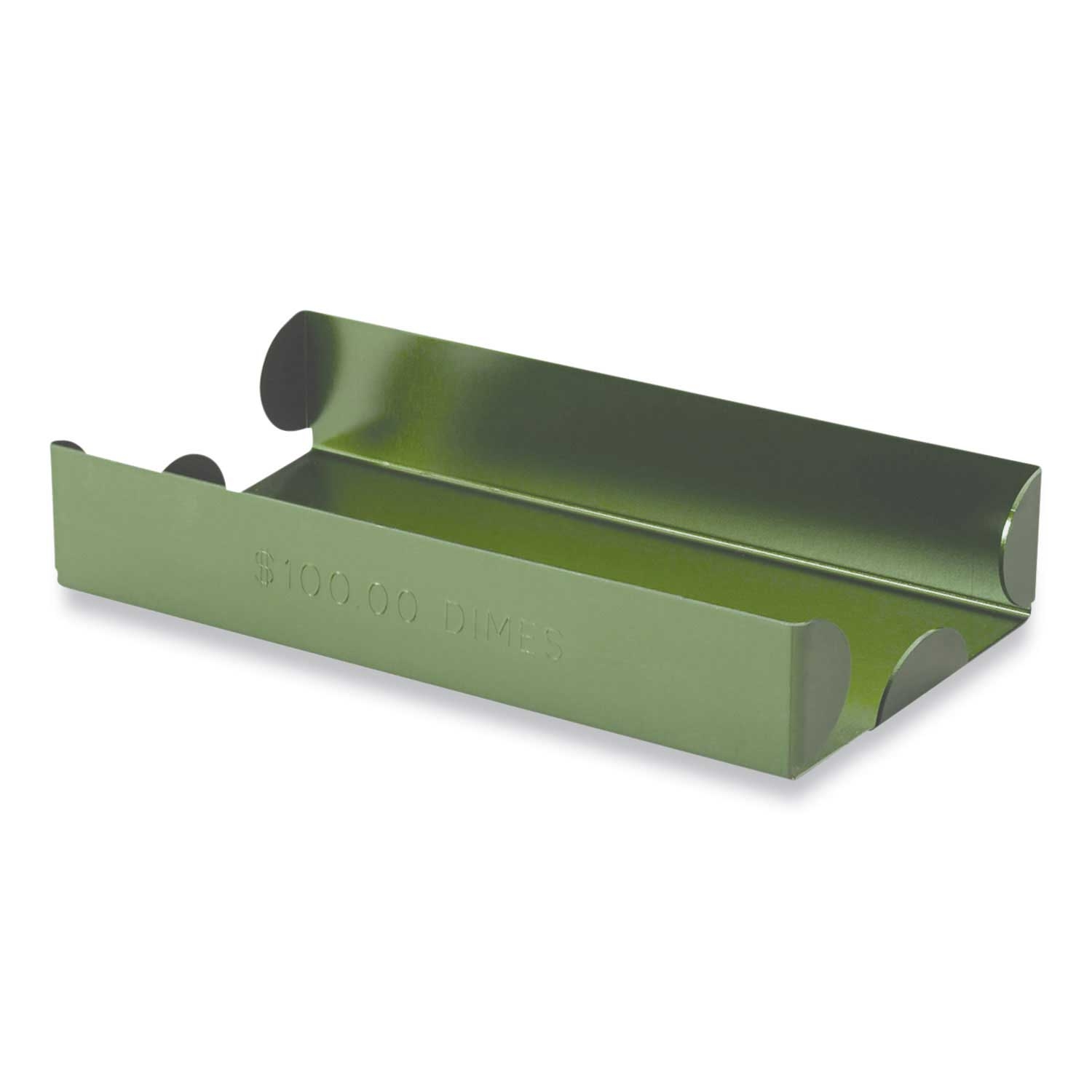 Controltek Metal Green Dimes Stackable Coin Tray, 3.5 x 10 x 1.75 inch
