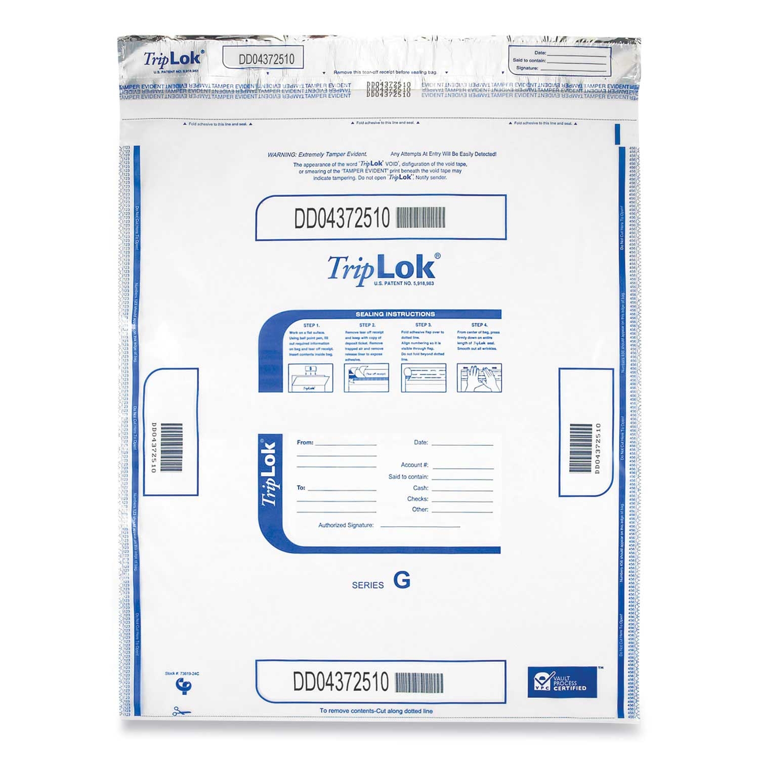 TripLOK Plastic Clear Deposit Bag, 19 x 23 inch -- 250 per case