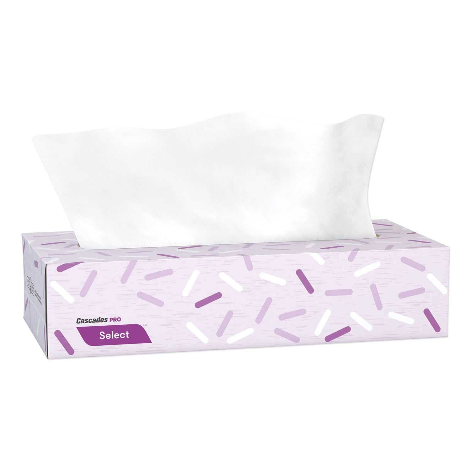 Cascades PRO Select White 2-Ply Flat Box Facial Tissue - 100 sheets per box -- 30 boxes per case