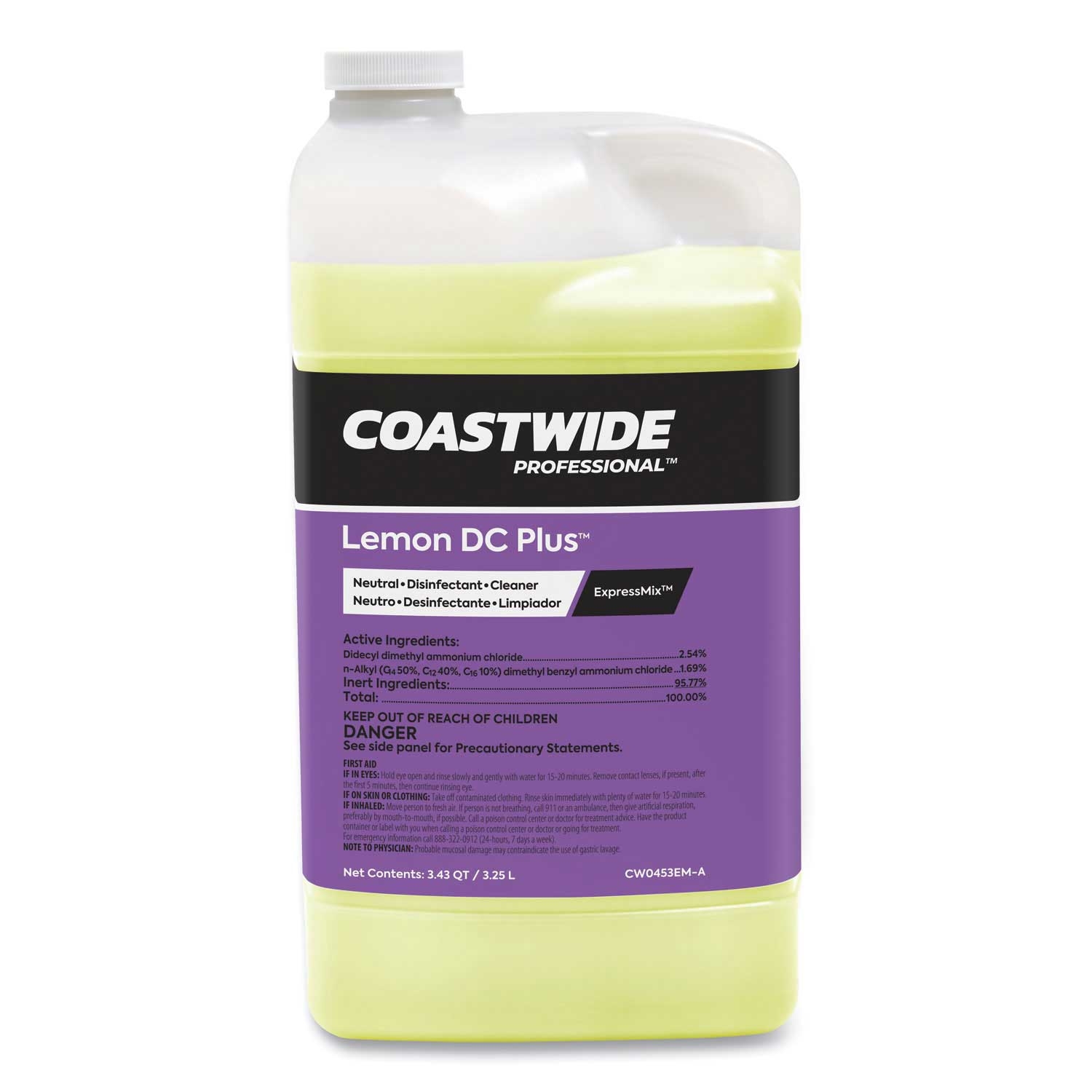 Coastwide Professional Lemon Scent Virustat DC Plus Disinfectant-Cleaner Concentrate for EasyConnect System, 101 Ounce Bottle -- 2 per case