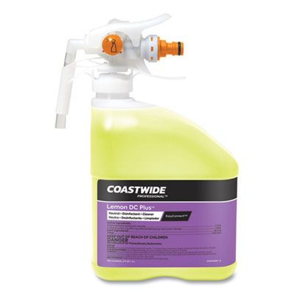 Coastwide Professional Lemon Scent DC Plus Neutral Disinfectant Cleaner Concentrate for EasyConnect System, 3.17 Quart Bottle -- 2 per case