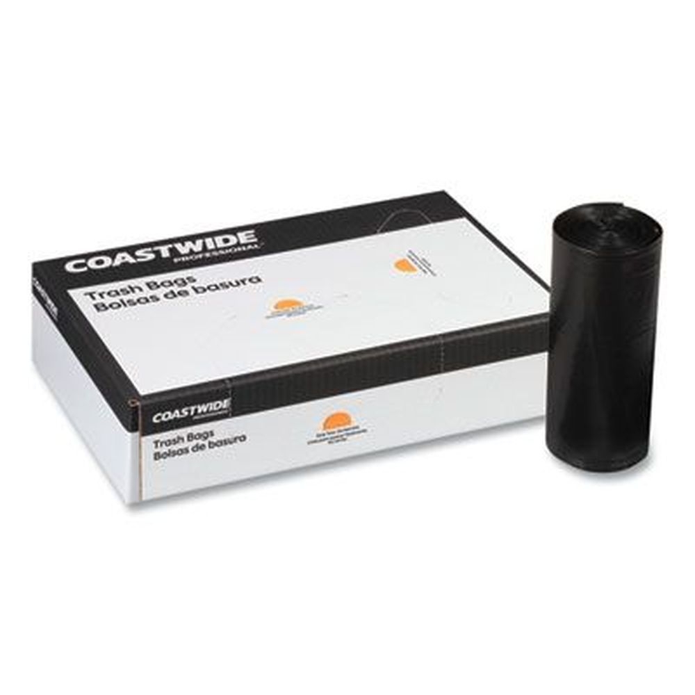 Coastwide Professional Black 0.31 Mil High-Density Can Liner, 24 x 33 inch - 50 bags per roll -- 20 rolls per case