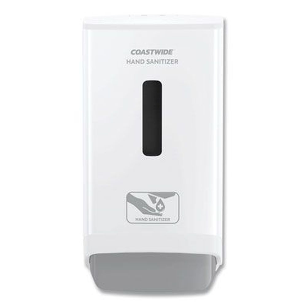 Coastwide Professional J-Series White Wall-Mounted Manual Hand Sanitizer Dispenser, 1200 Milliliter Capacity