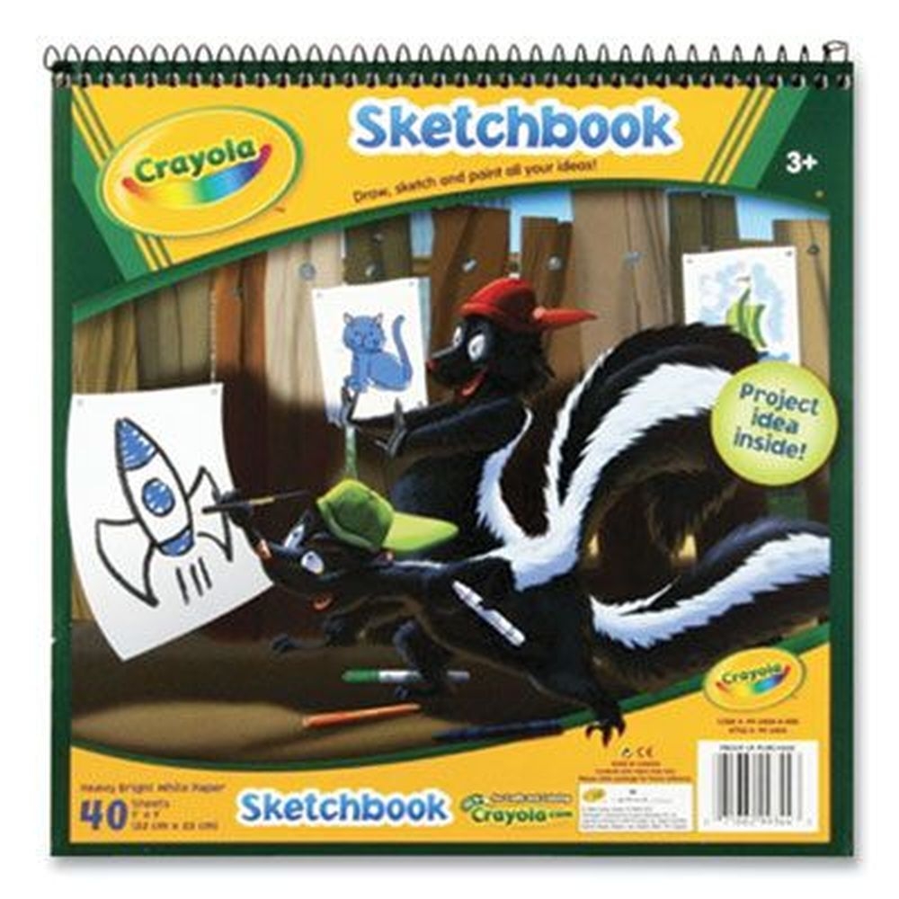 Crayola White Unruled 40 Sheets Wirebound Sketchpad with Animal Animations Gold/Green Cover, 9 x 9 inch Sheet