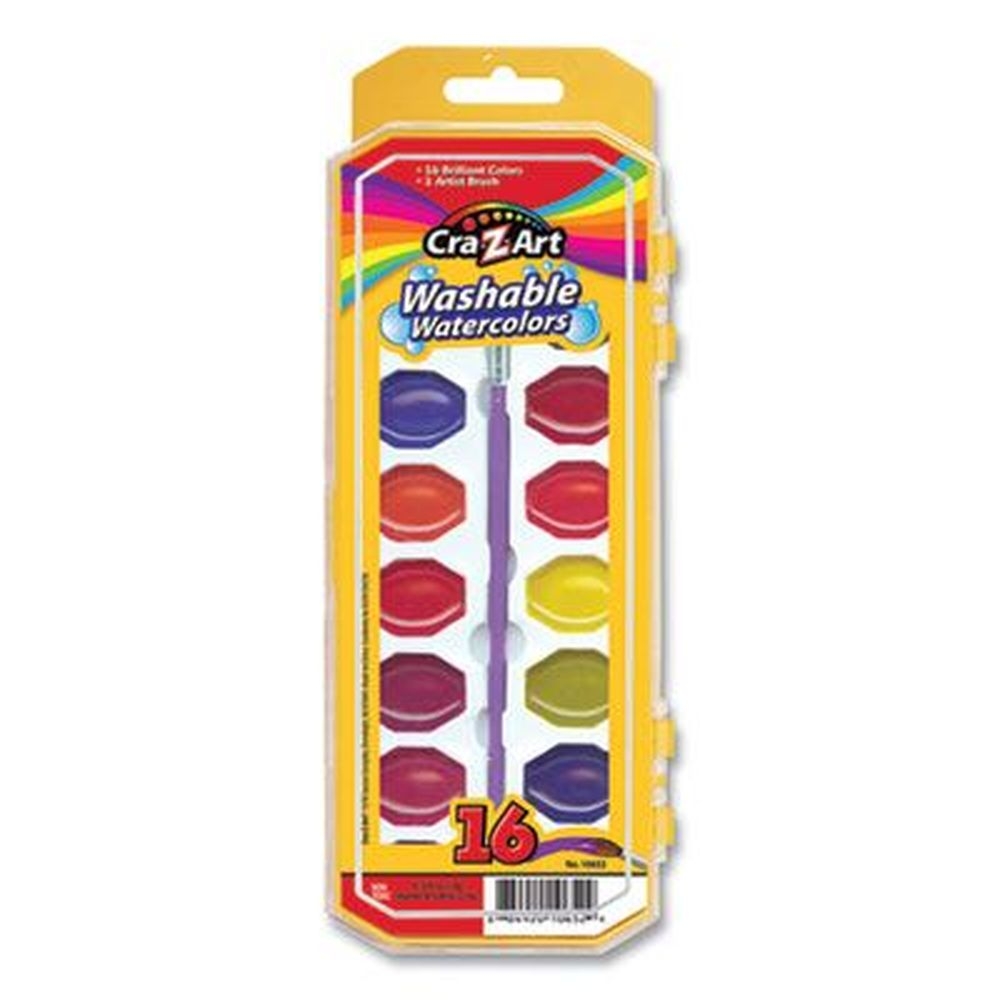Cra-Z-Art 16 Assorted Colors Washable Watercolors - Palette Tray