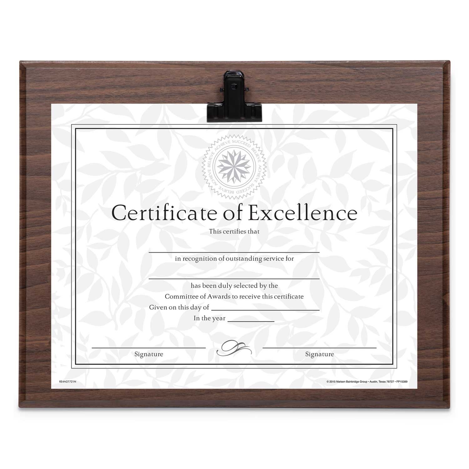 Dax Wood Walnut Frame Plaque with Metal Clip, 8 1/2 x 11 inch Insert