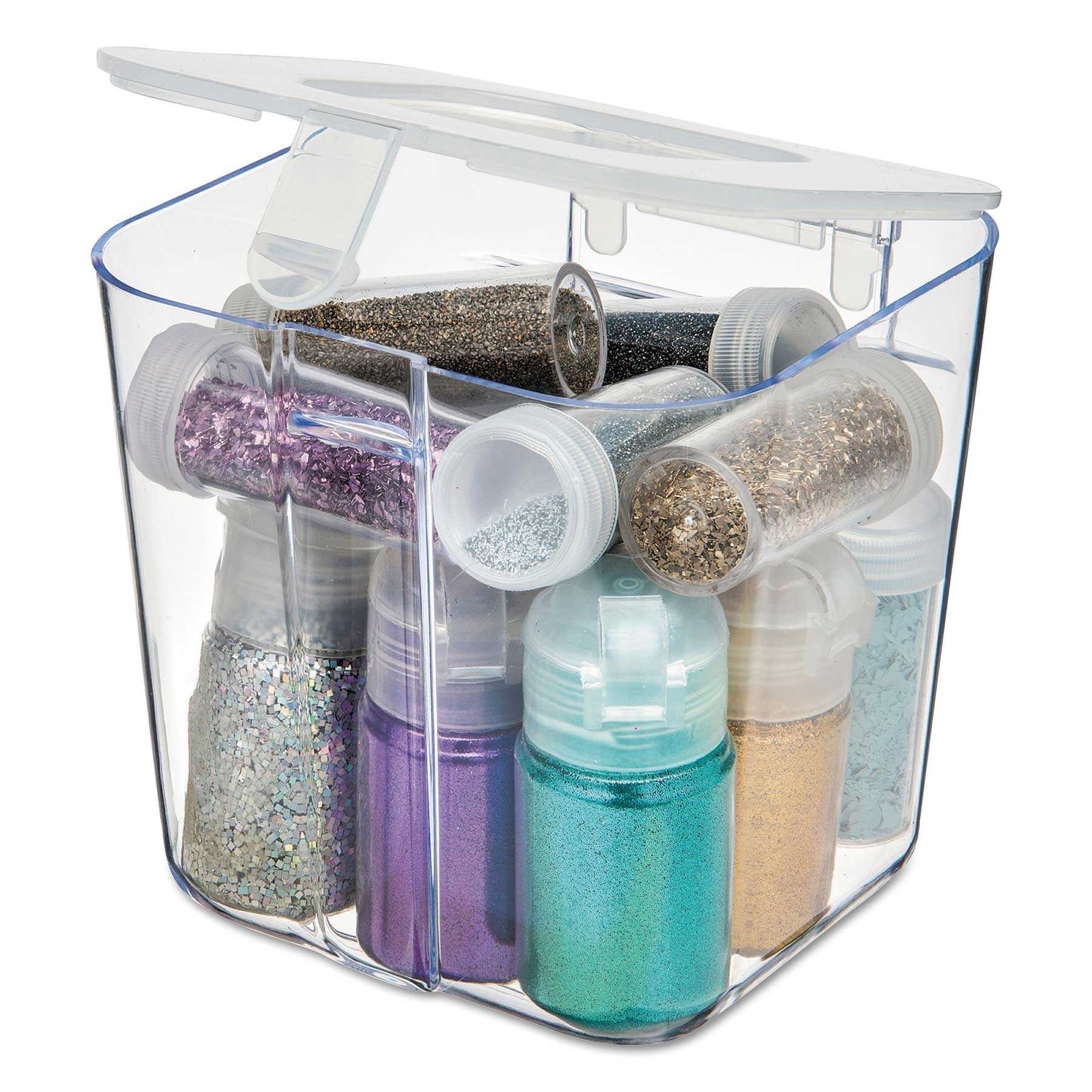 deflecto Polystyrene Clear Small Stackable Caddy Organizer Container, 4.2 x 4.4 x 4.4 inch