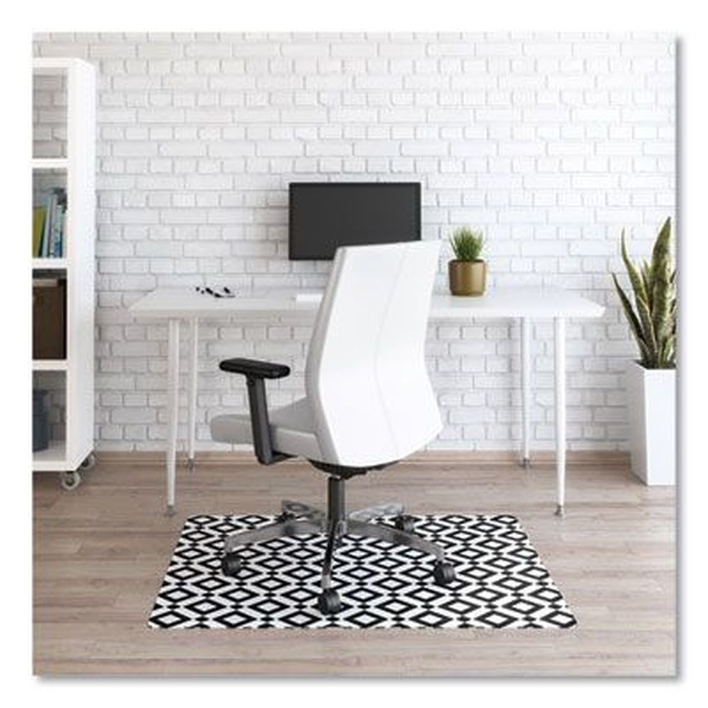 deflecto FashionMat Black/White Rectangular Chair Mat, 35 x 40 inch