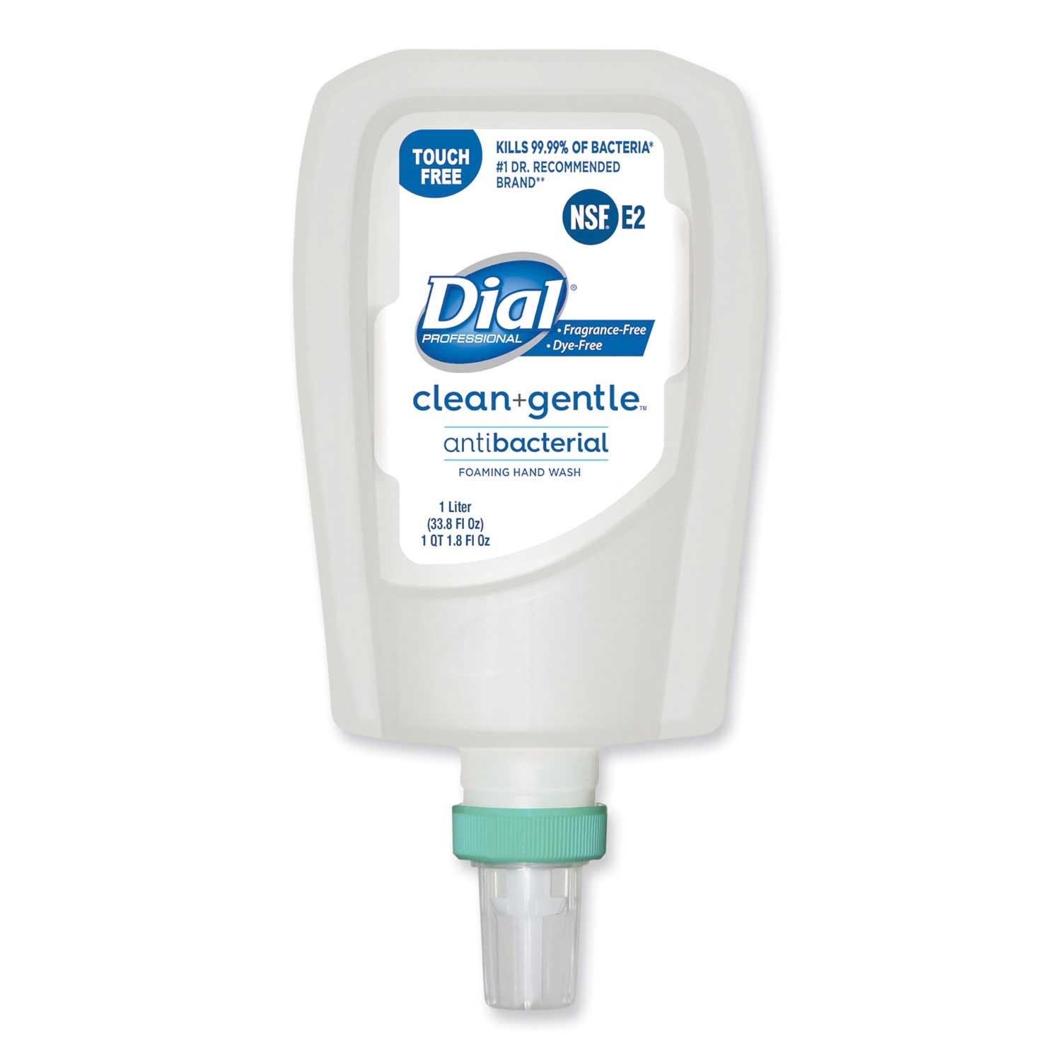 Dial Professional Fragrance Free Clean Plus Gentle Antibacterial Foaming Hand Wash Refill for Fit Touch Free Dispenser, 1 Liter -- 3 per case