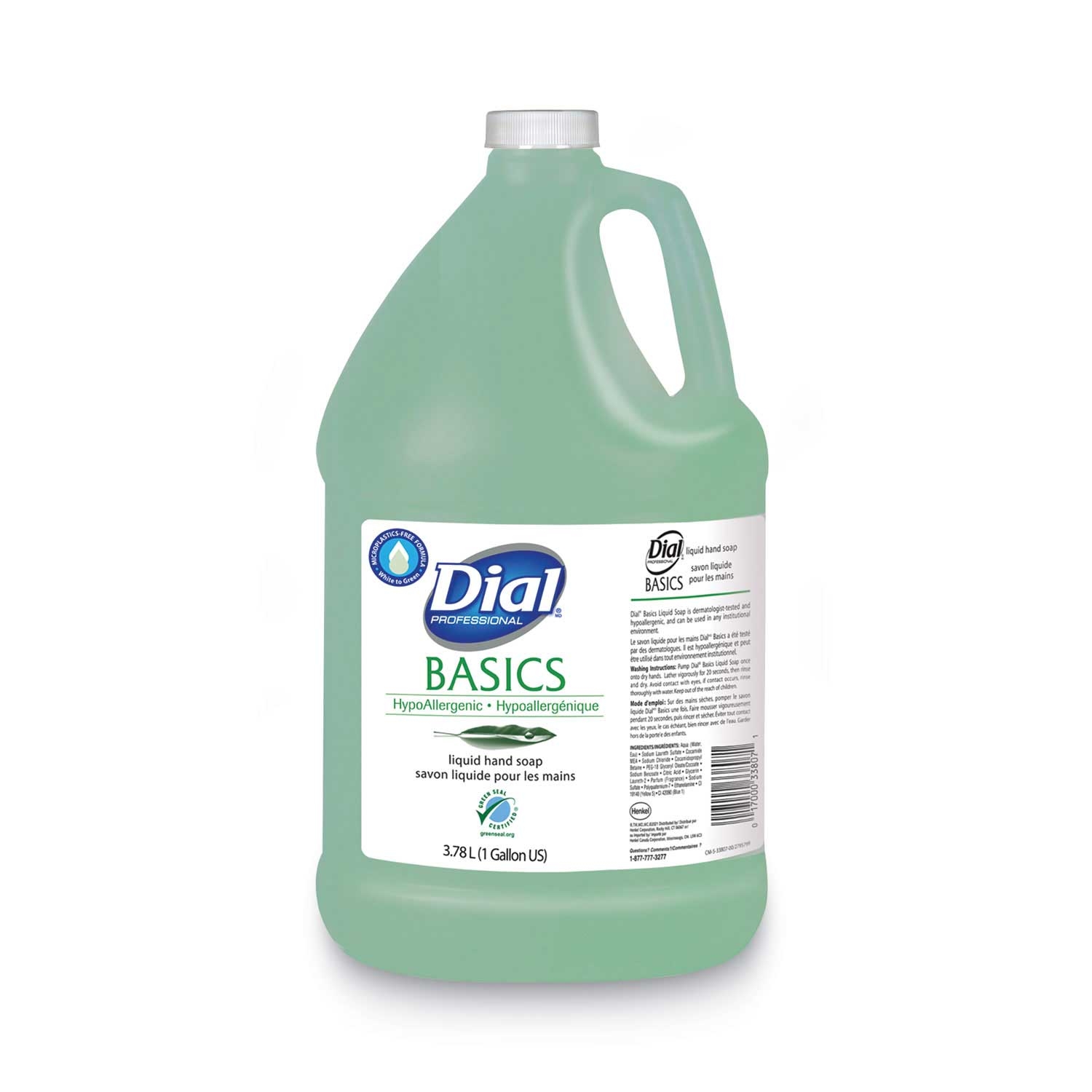 Dial Professional Unscented Basics MP Free Liquid Hand Soap, 3.78 Liter Refill Bottle -- 4 per case