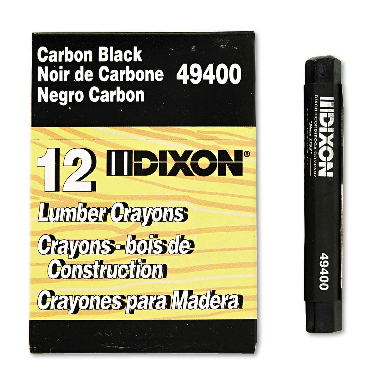 Dixon Carbon Black Lumber Crayons, 4 1/2 x 1/2 inch -- 12 per case