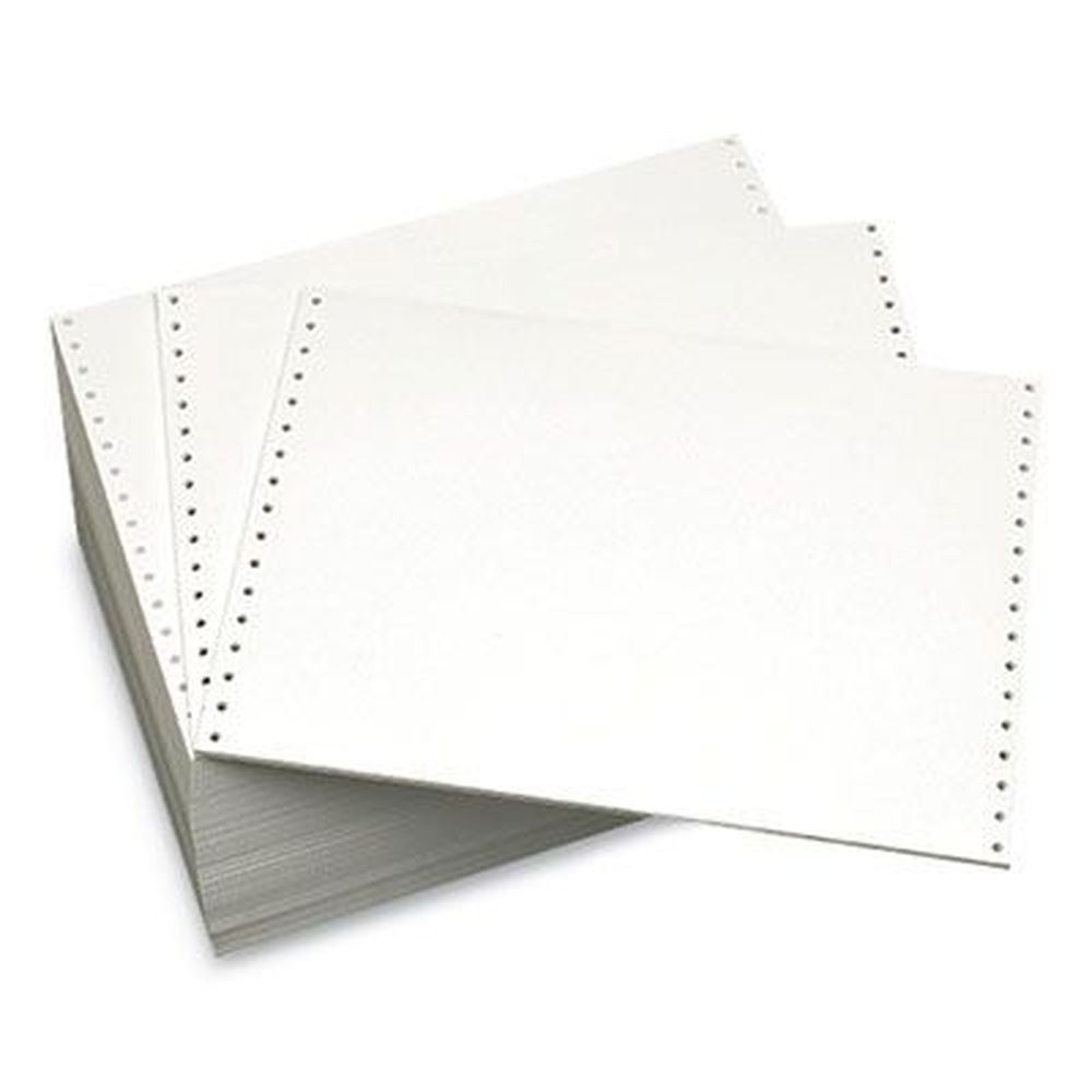 Domtar White 1-Part Continuous Feed Computer Paper, 18 Pound Bond Weight -- 4000 per case