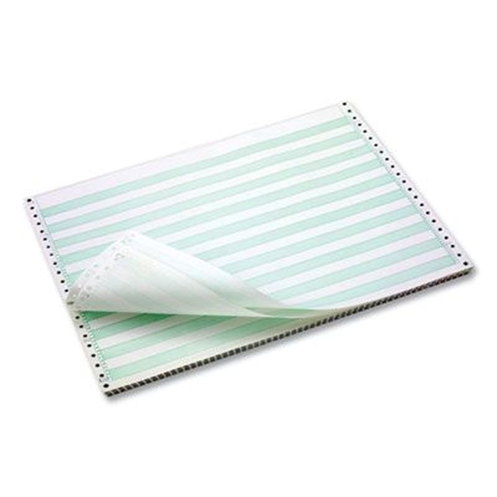 Domtar White/Green Bar 1-Part Continuous Feed Computer Paper, 18 Pound Bond Weight -- 3000 per case