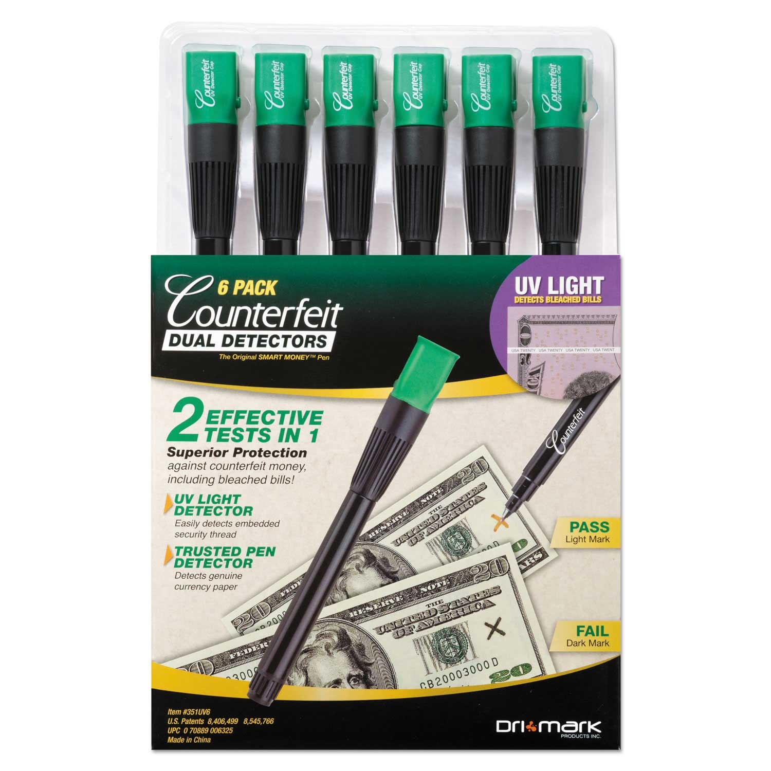 Dri-Mark Us Dollar Counterfeit Money Detection System, 0.8 x 4/5 x 6 inch -- 6 per case