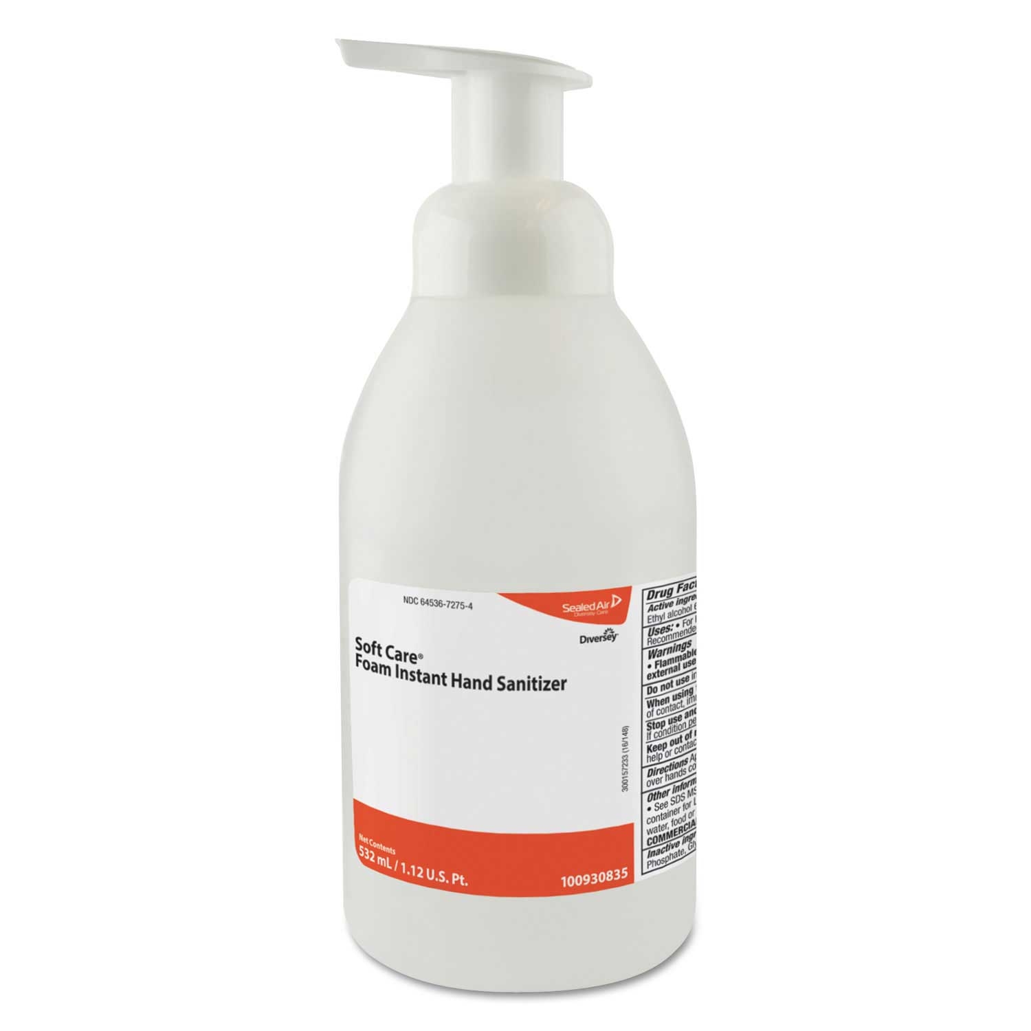 Diversey Soft Care Clear Alcohol Scent Foam Instant Hand Sanitizer, 532 Milliliter Pump Bottle -- 6 per case