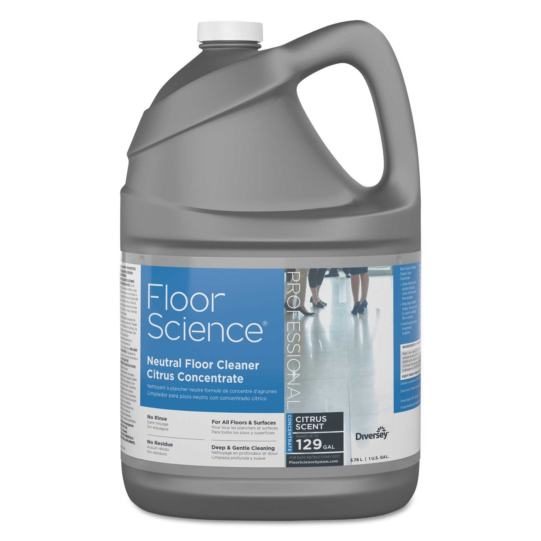 Diversey Floor Science Citrus Scent Neutral Floor Cleaner Concentrate, 1 Gallon Container -- 4 per case