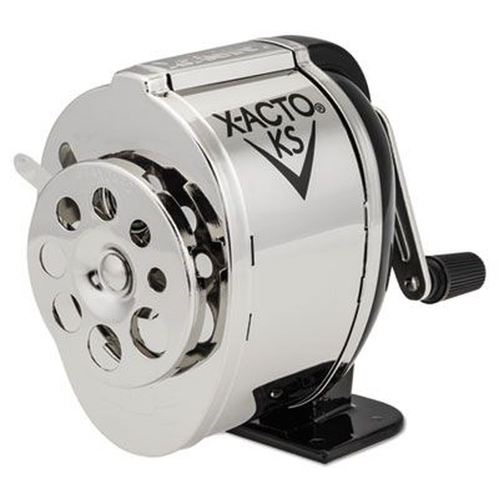 X-Acto Black/Nickel Table/Wall-Mount Design Manually-Powered KS Manual Classroom Pencil Sharpener, 2.75 x 4.75 x 4.25 inch