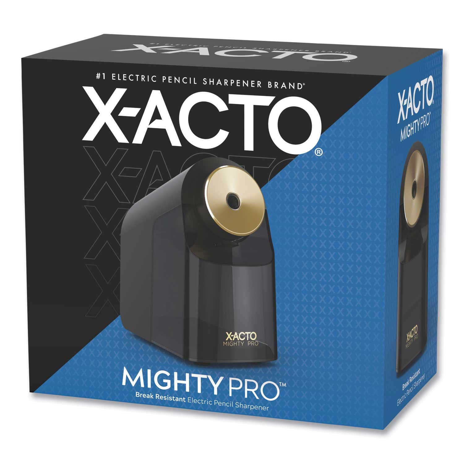 X-ACTO Model 1606 Mighty Pro Black/Gold/Smoke AC-Powered Electric Pencil Sharpener, 4 x 8 x 7.5 inch