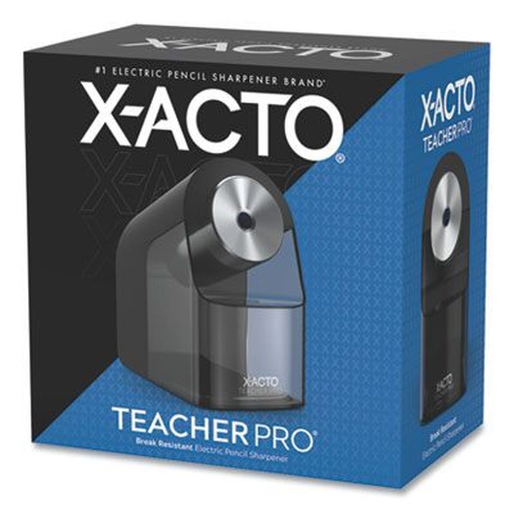 X-ACTO Model 1675 Black/Silver/Smoke Teacherpro Classroom AC-Powered Electric Pencil Sharpener, 4 x 7.5 x 8 inch