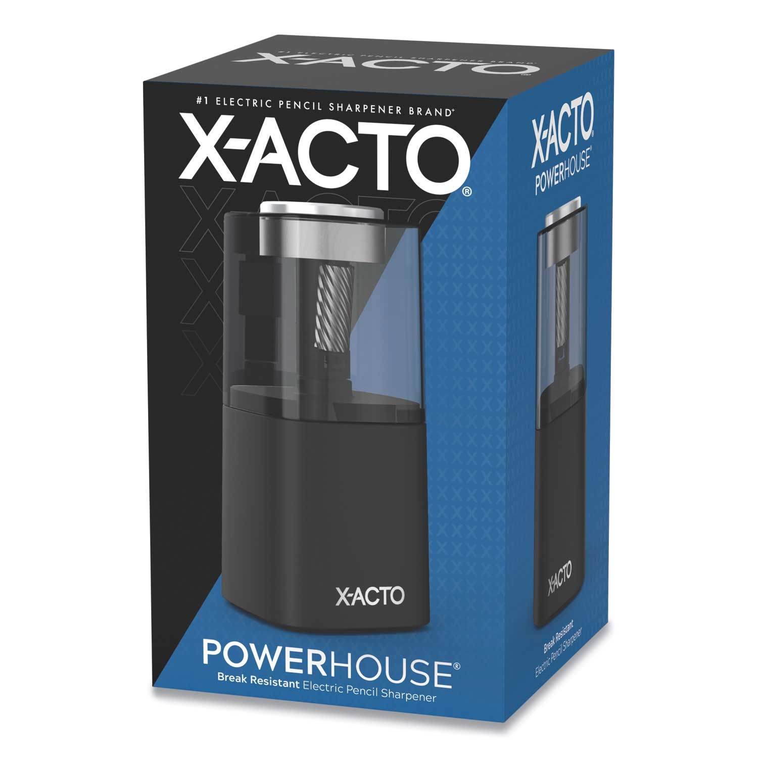 X-ACTO Model 1799 Powerhouse Black/Silver/Smoke AC-Powered Office Electric Pencil Sharpener, 3 x 3 x 7,