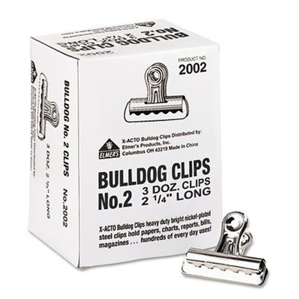 X ACTO Medium Nickel Bulldog Clips -- 36 per box