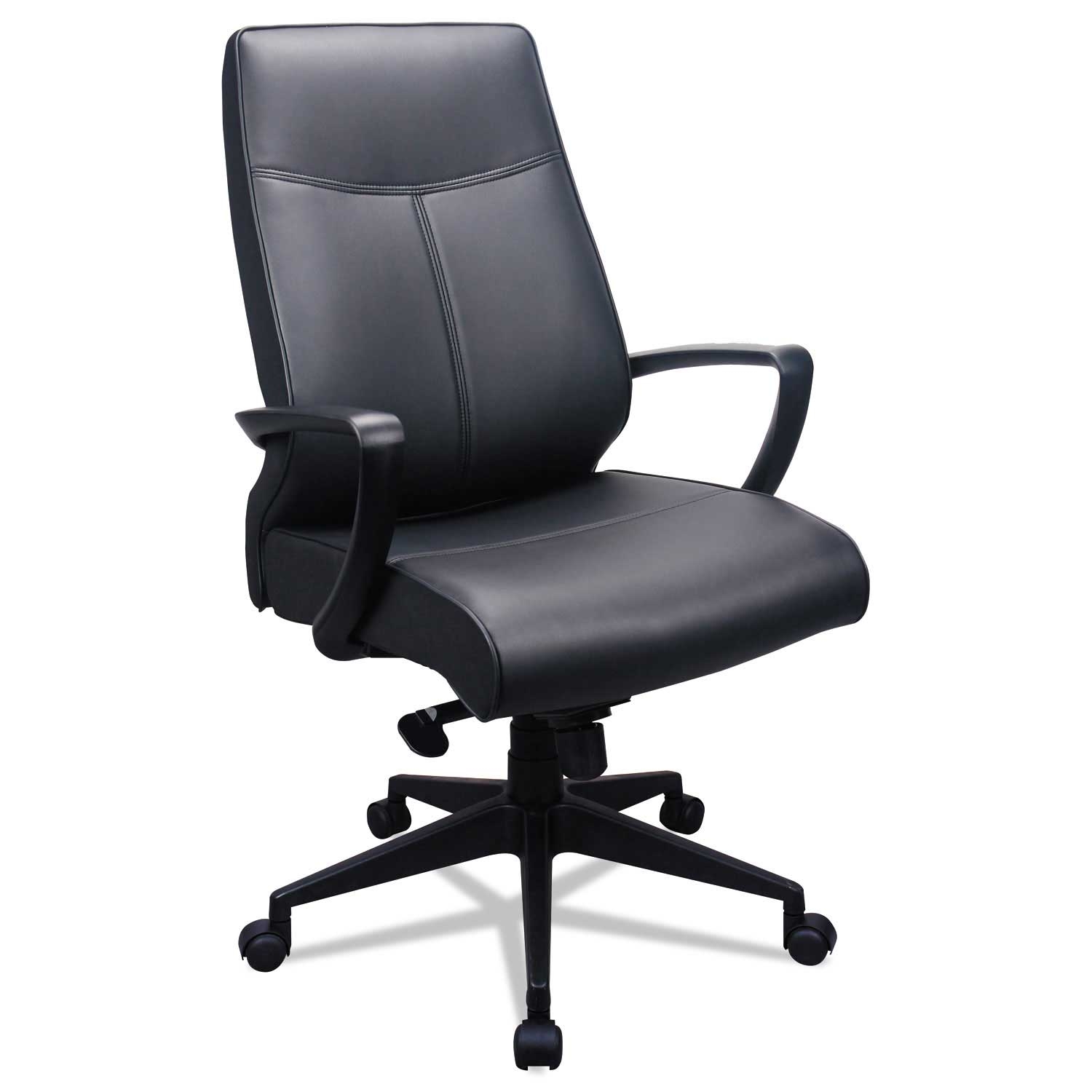 Tempur-Pedic by Raynor Black Seat and Back 300 Leather High-Back Chair with Black Base, Supports up to 250 Pound