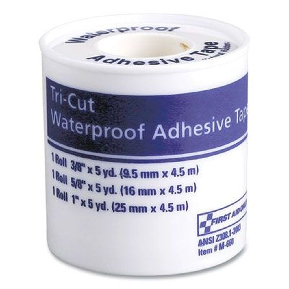 First Aid Only Tri-Cut Waterproof-Adhesive Medical Tape with Dispenser, 5 Yards Long