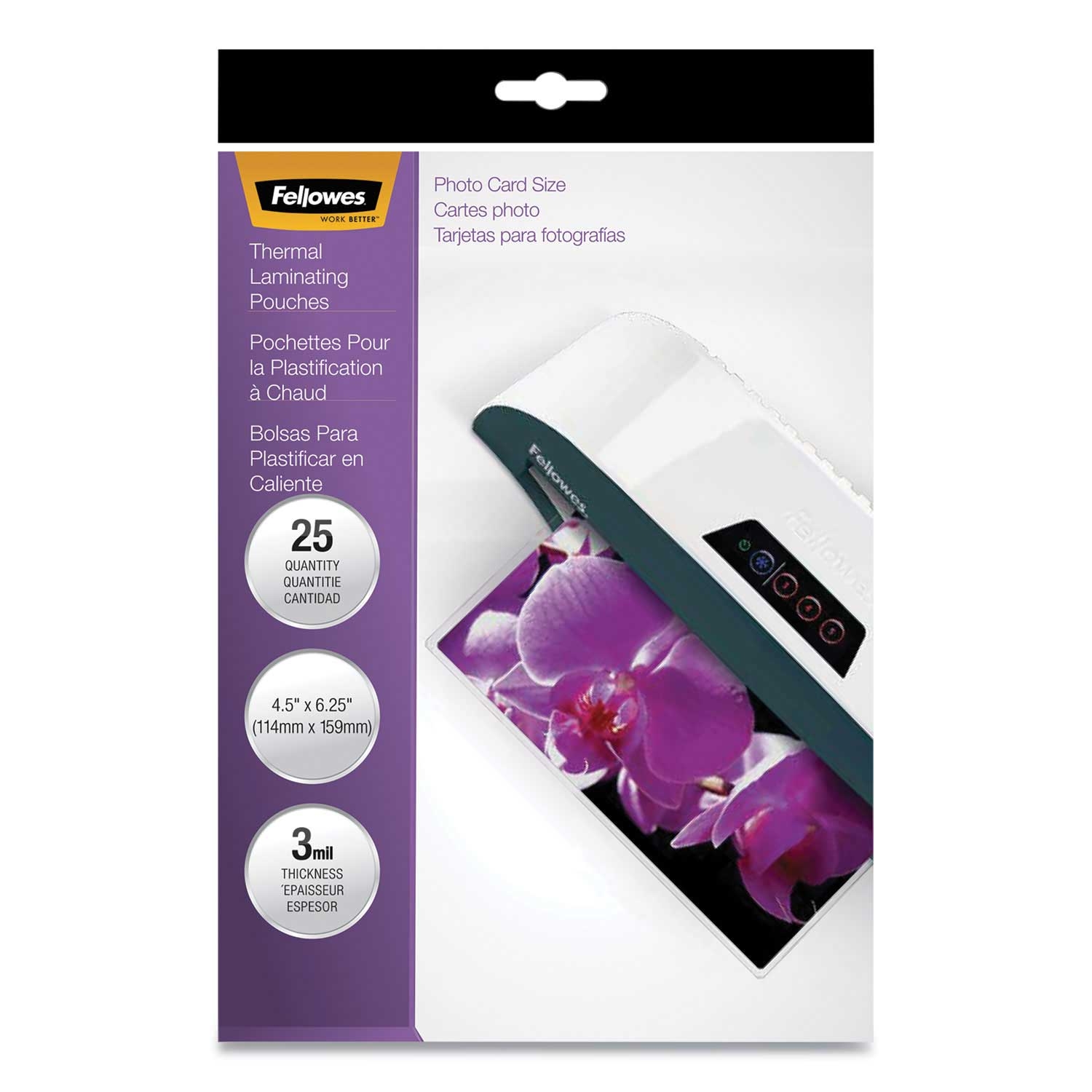 Fellowes Gloss Clear 3 Mil Laminating Pouch, 4.5 x 6.25 inch - 25 per pack -- 1 pack
