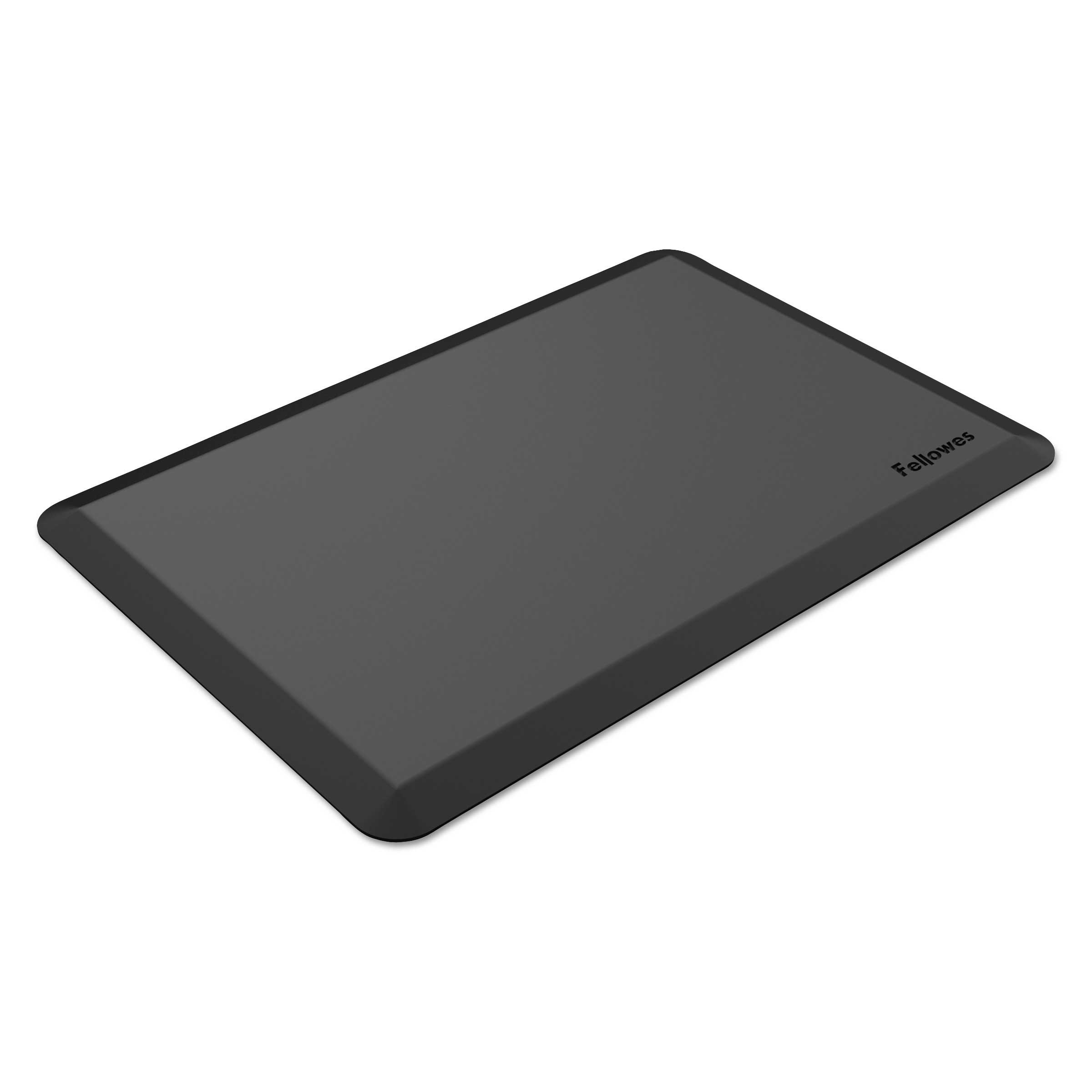Fellowes Polyurethane Black Rectangular Beveled Edges Anti Fatigue Wellness Mat, 36 x 24 inch