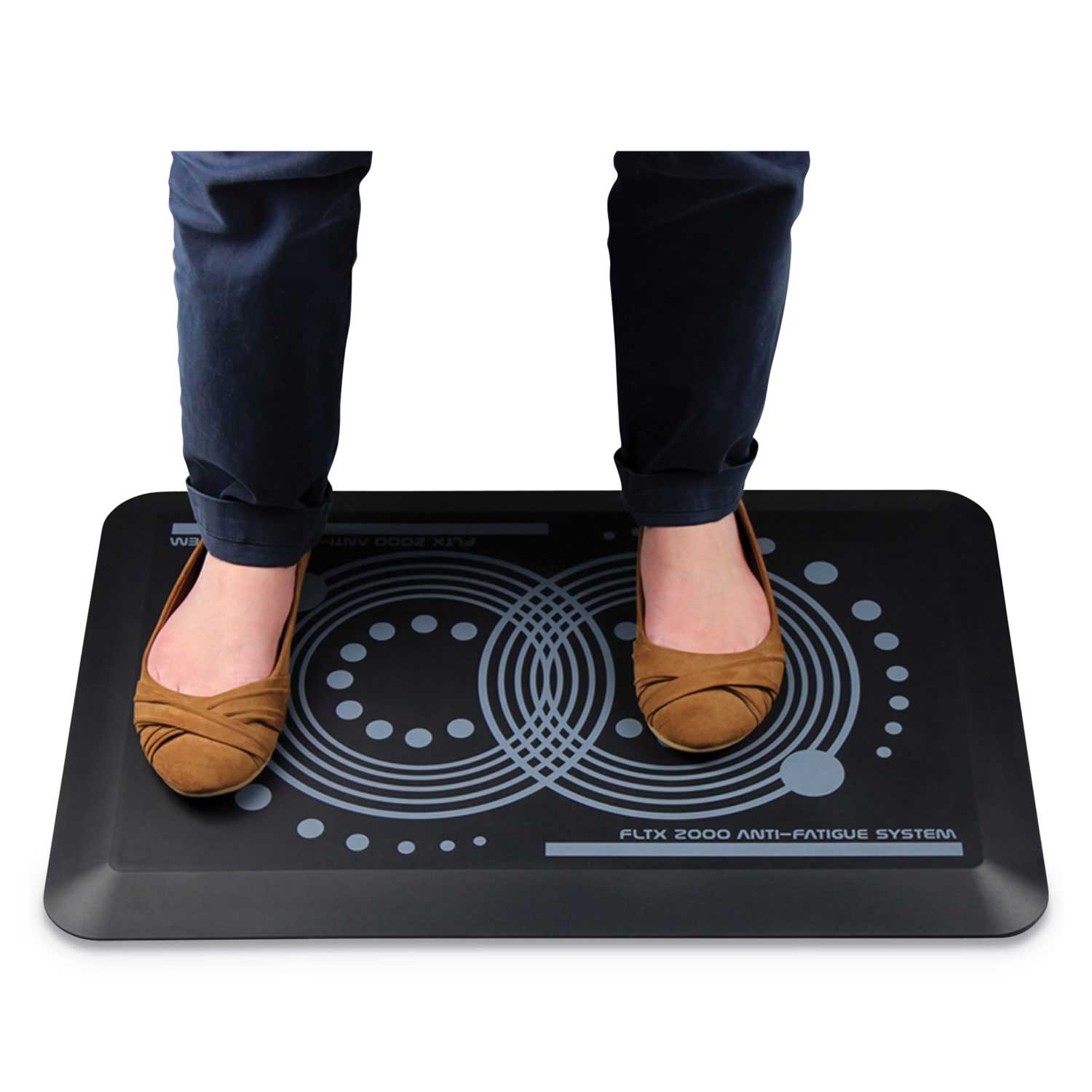 Floortex AFS TEX 2000 Black Rectangular Anti Fatigue Mat, 20 x 32 inch