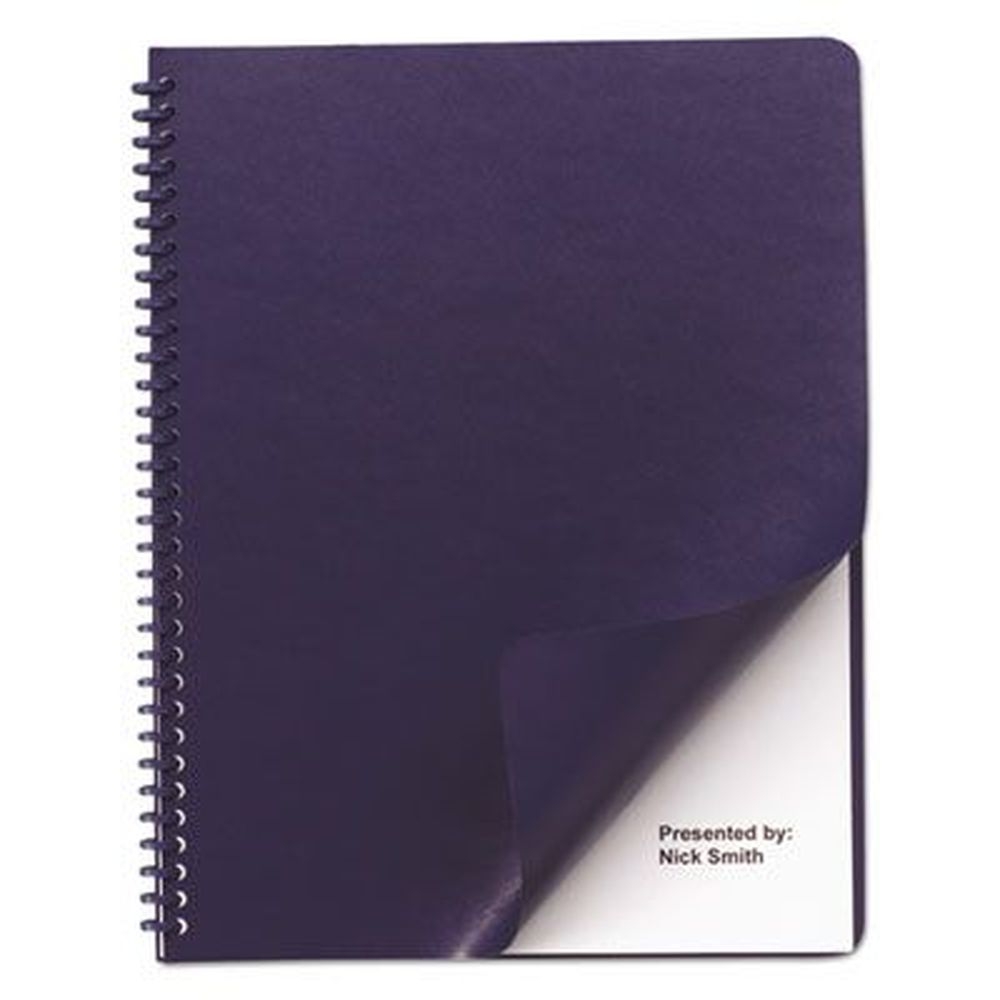 GBC Unpunched Navy Leather Look Presentation Cover for Binding System, 11.25 x 8.75 inch -- 100 sets per box
