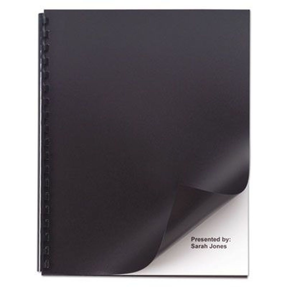GBC Black Unpunched Opaque Plastic Presentation Cover for Binding System, 11 x 8.5 inch -- 50 per pack