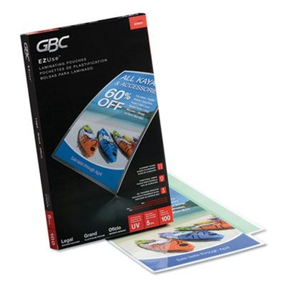 GBC Gloss Clear 5 Mil Ezuse Thermal Laminating Pouch, 9 x 14.5 inch -- 100 per box