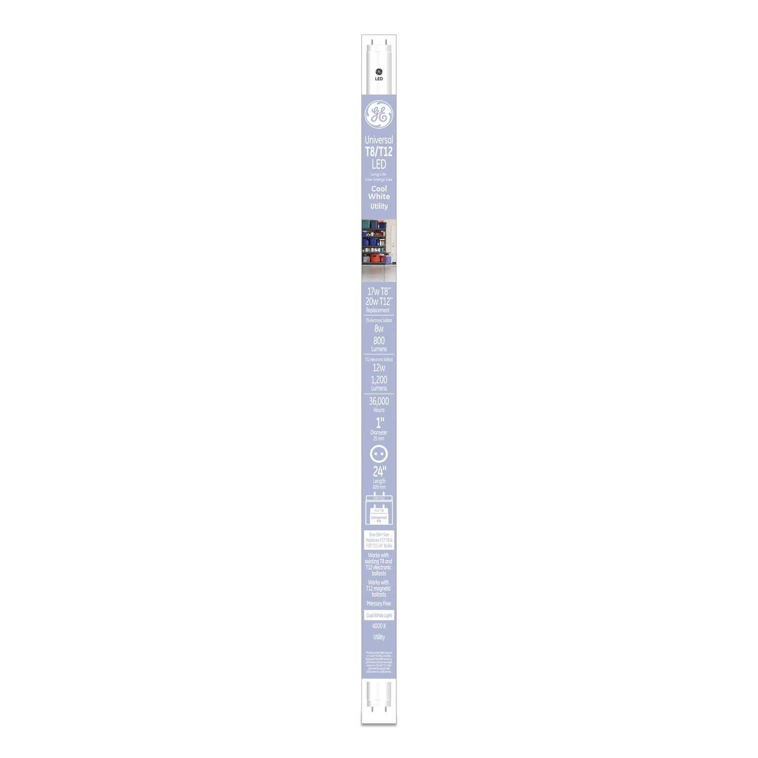 GE 20 Watts Cool White T8 LED Tube, 24 inch -- 6 per case