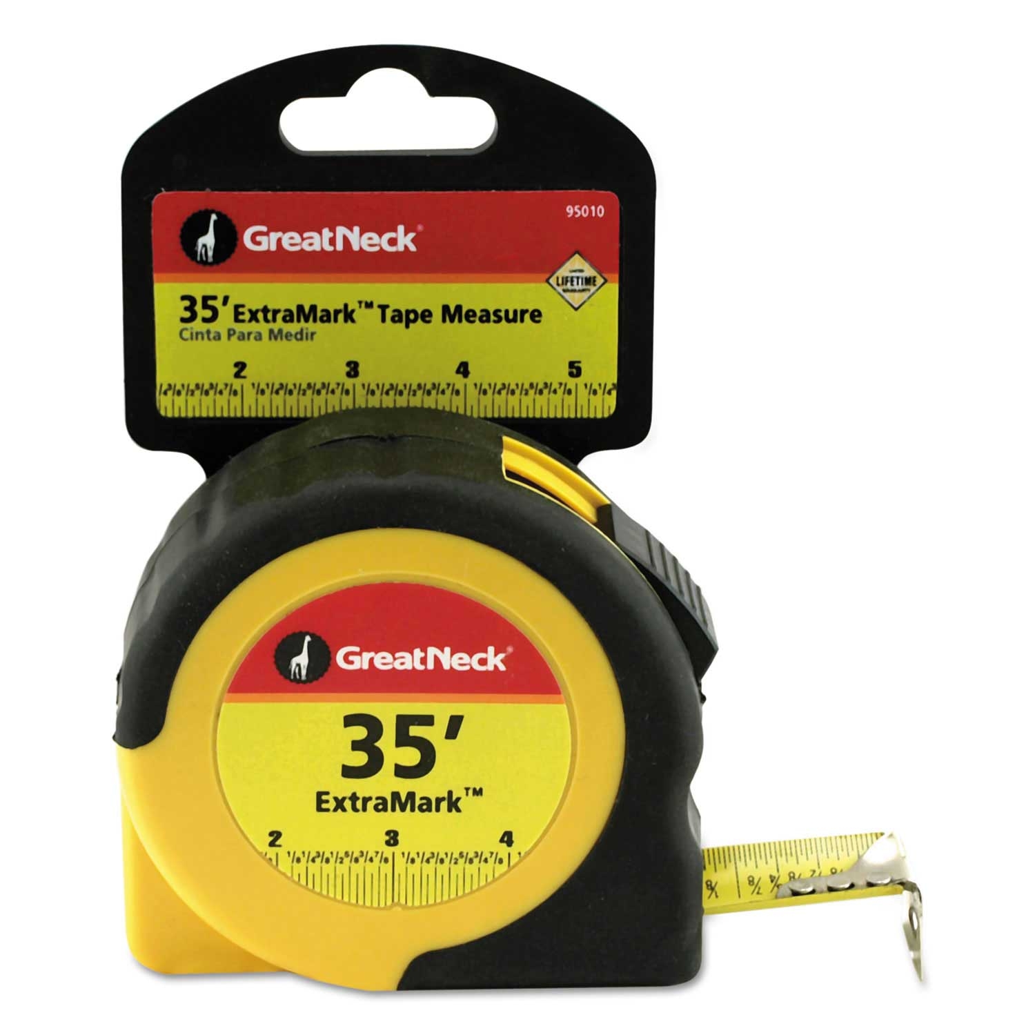 Great Neck Steel Yellow and Black Extramark Tape Measure, 1 inch x 35 feet