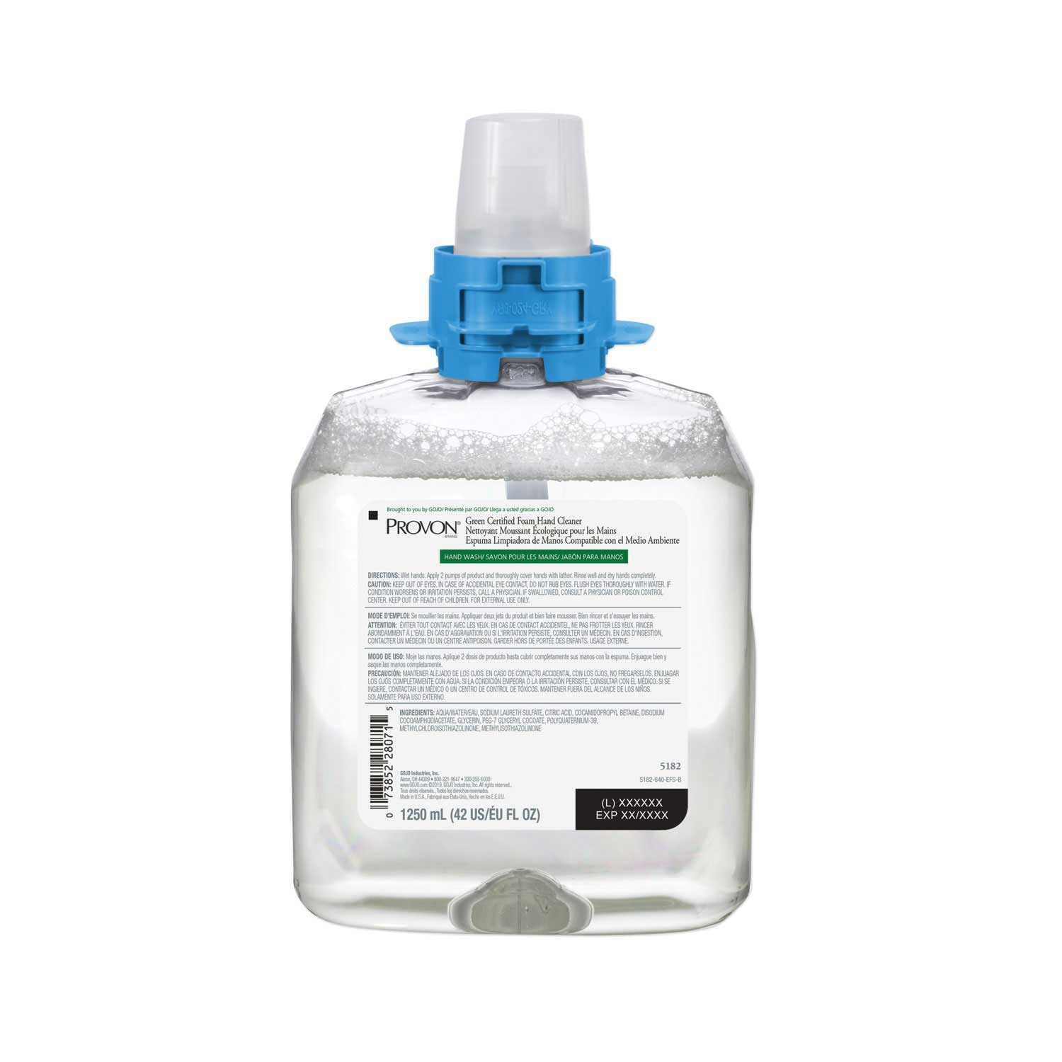 Provon Green Certified Fragrance-Free Foam Hand Cleaner, 1,250 Milliliter Refill -- 4 per case