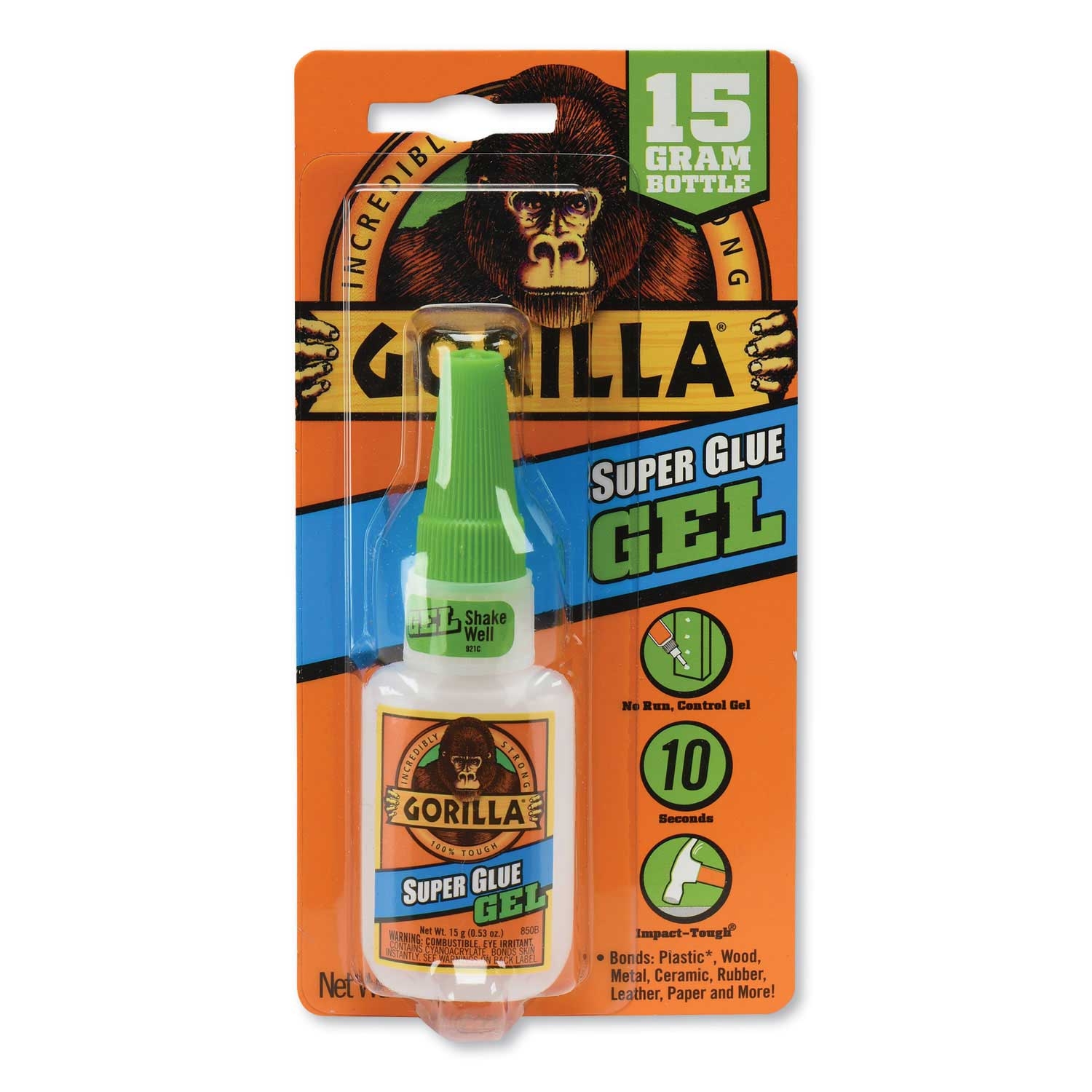 Gorilla Glue Dries Clear Super Glue Gel, 0.53 Ounce -- 4 per case