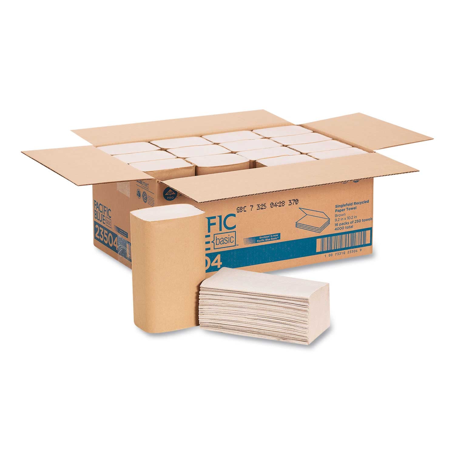 Georgia Pacific Professional Pacific Blue Basic Brown S Fold Paper Towel, 10 1/4 x 9 1/4 inch - 250 per pack -- 16 packs per case
