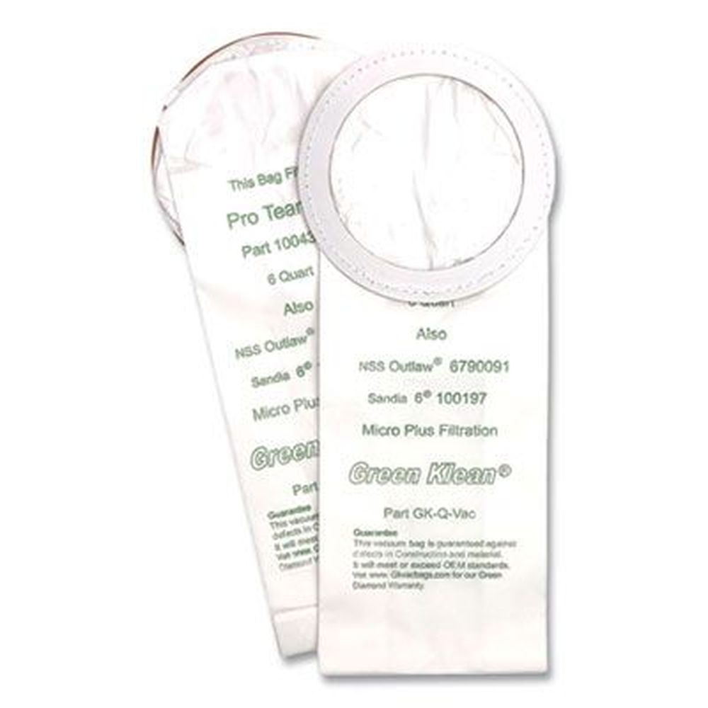 Green Klean Replacement Vacuum Bag fits Nss Outlaw/proteam Quartervac/Sandia/sanitaire -- 10 per pack