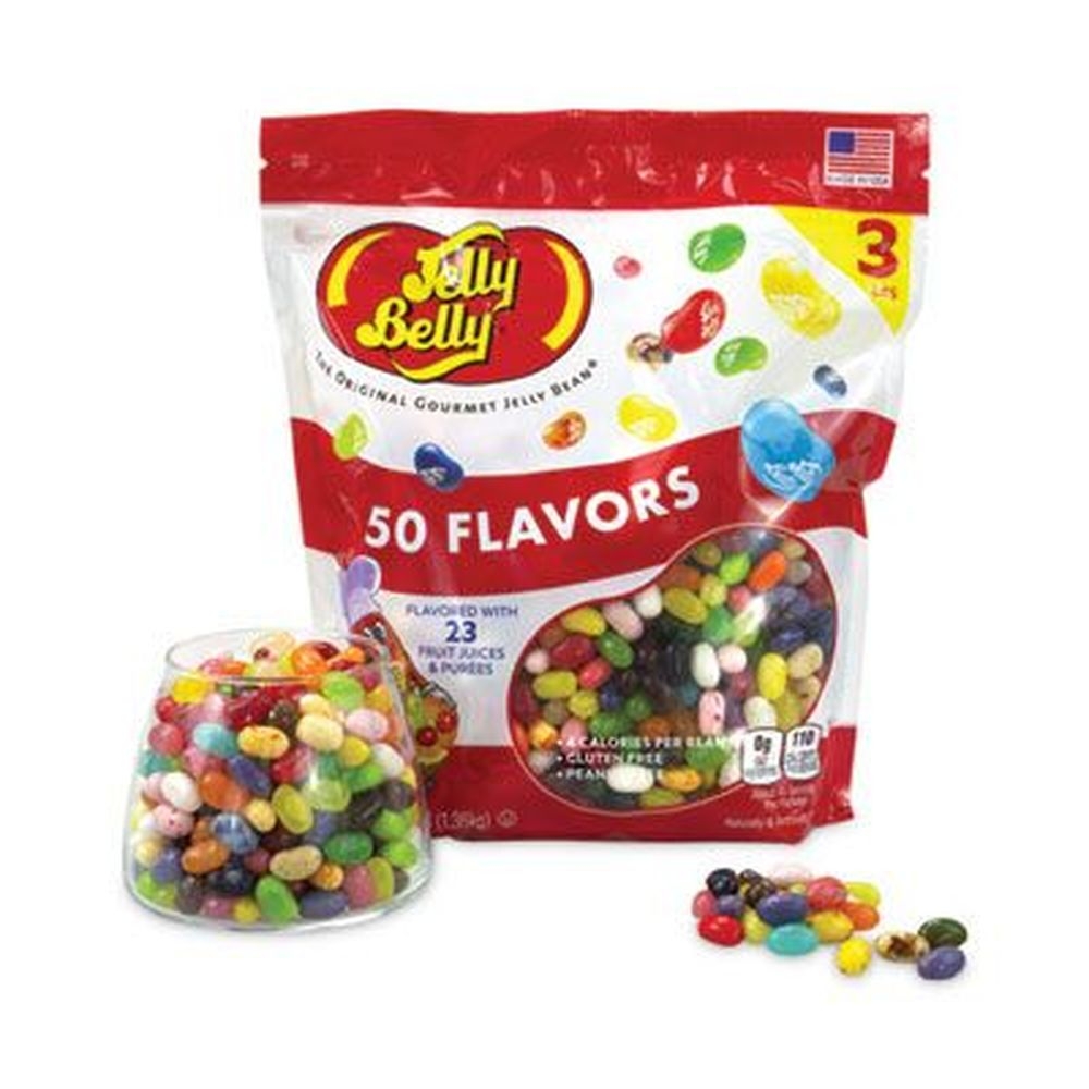 Jelly Belly 50 Flavors Jelly Beans Candy, 3 Pound Standup Bag