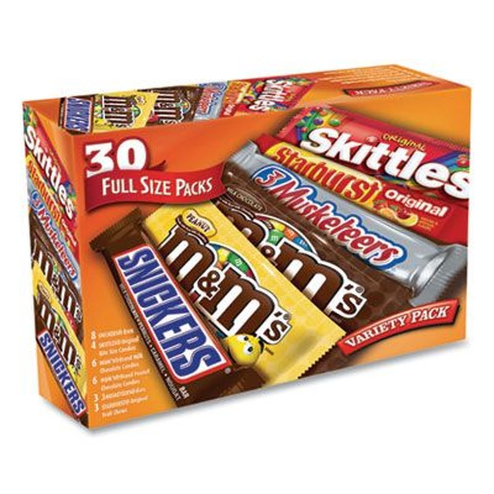 Mars Assorted Full Size Candy Bar - Variety Pack -- 30 per box