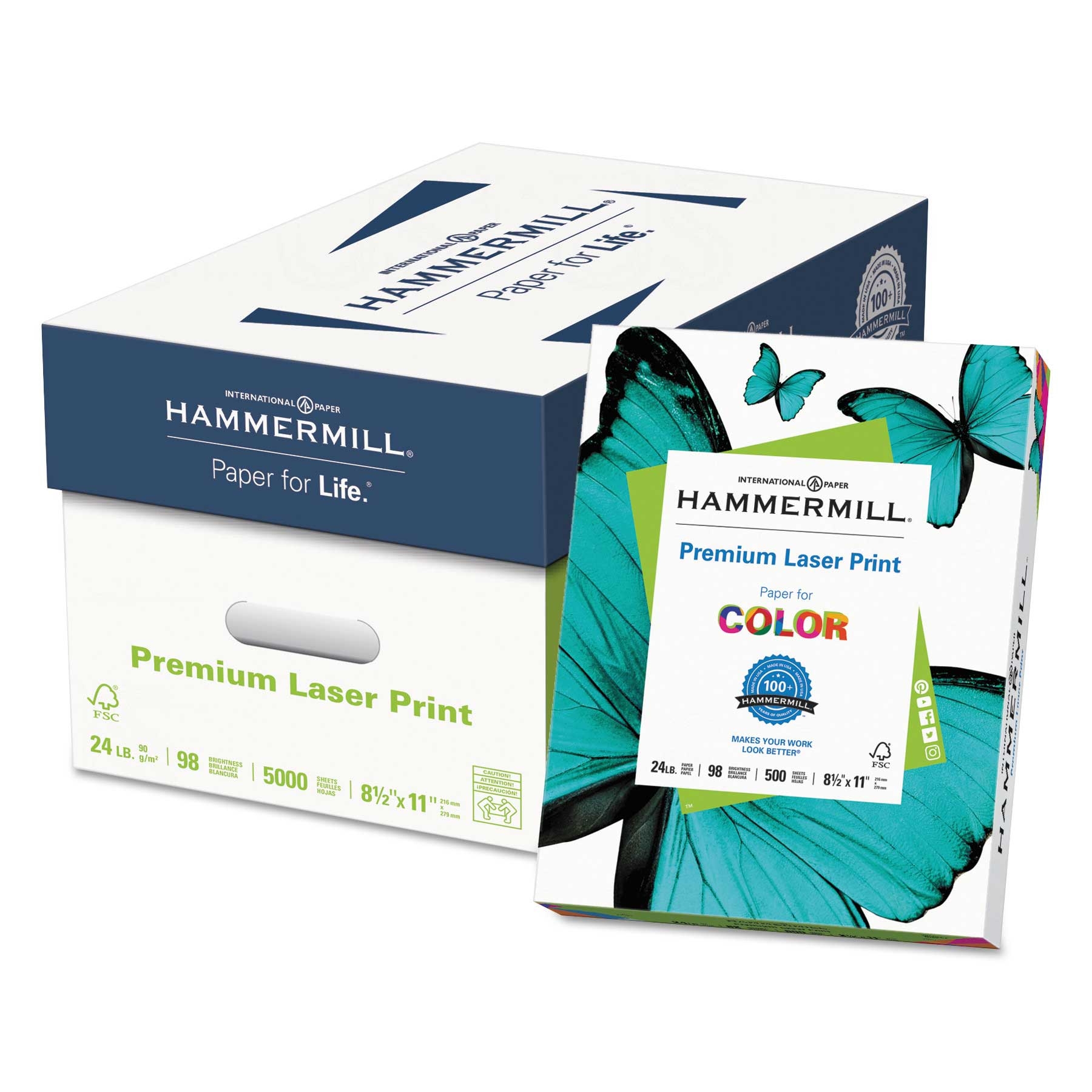 Hammermill White Premium Laser Print Paper, 8.5 x 11 inch - 500 per reem -- 1 reem per case