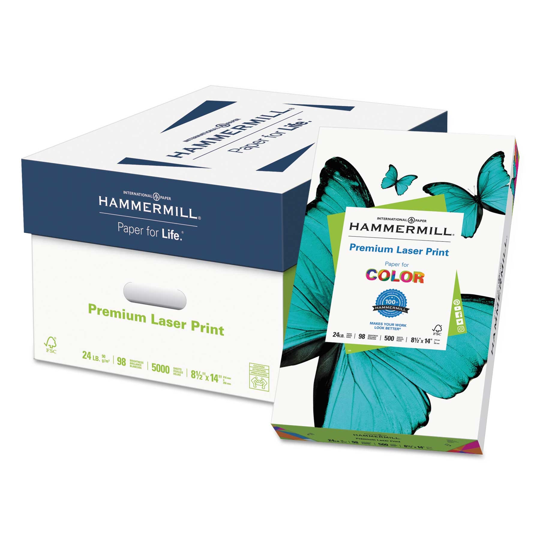 Hammermill White Premium Laser Print Paper, 8.5 x 14 inch - 500 per reem -- 1 reem per case