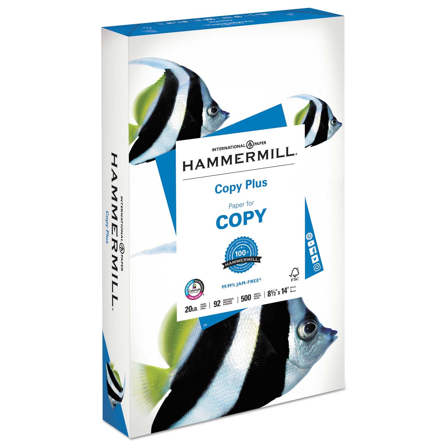 Hammermill White Copy Plus Print Paper, 8.5 x 14 inch - 500 per reem -- 1 reem per case