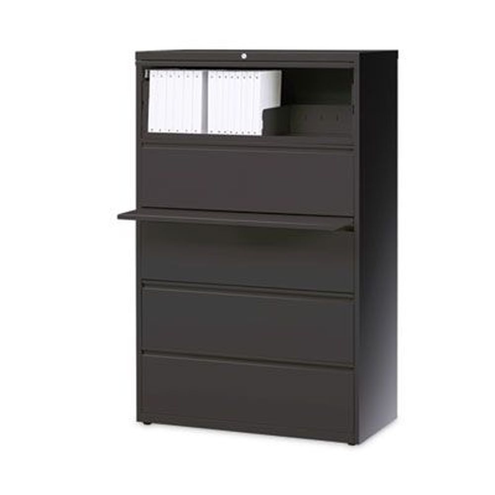 Hirsh Industries Charcoal 5 Letter/Legal/A4-Size File Drawer Lateral File Cabinet, 36 x 18.62 x 67.62 inch